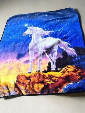 Unicorn Fleece Blanket 60x50 Fantasy Galaxy Throw Kids Room Decor